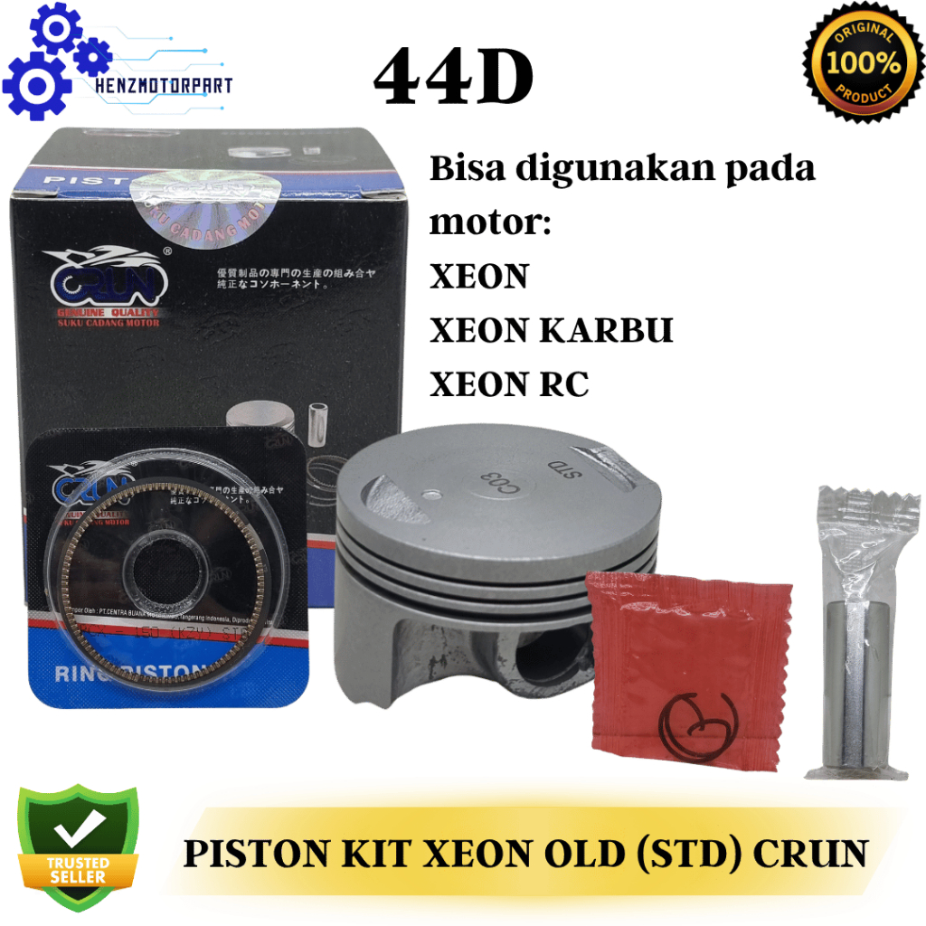 PISTON KIT SEHER KIT PISTON RING XEON / XEON KARBU / XEON RC ( 44D ) CRUN