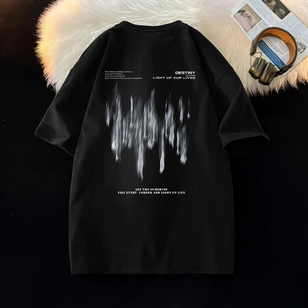 Kaos Pria Dark Aesthetic Motif Api Kabur Tulisan English Baju Distro Lembut/Kaos Cotton Combed 30s
