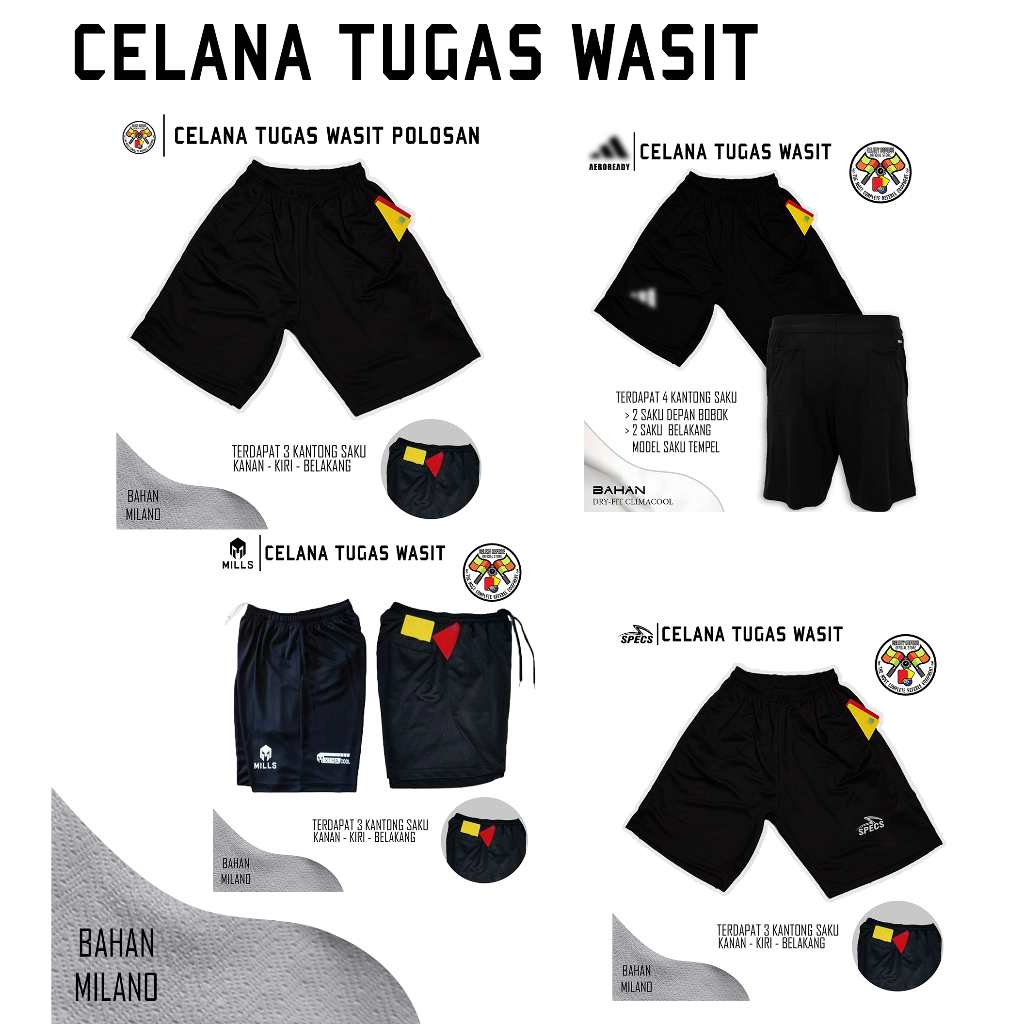 Celana Tugas Wasit - POLOSAN/SPECS/MILLS/ADDS