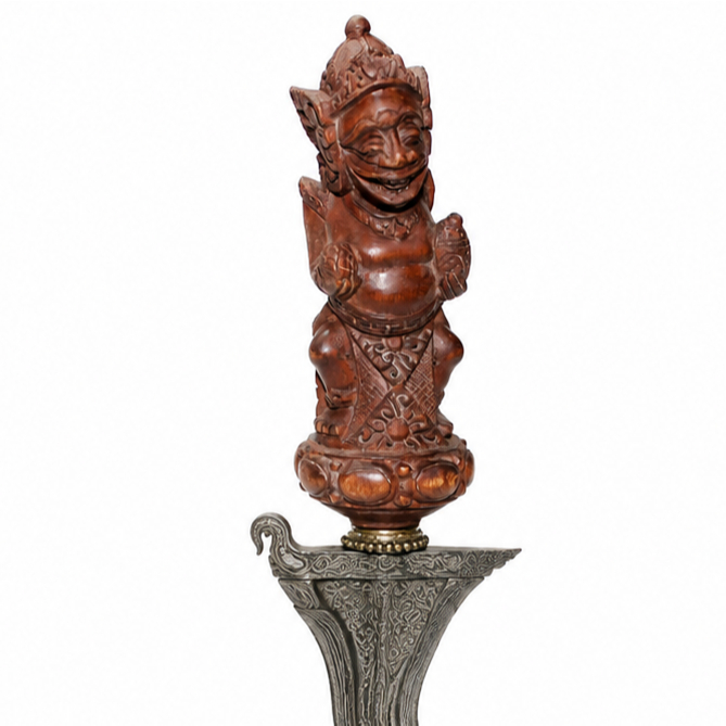 Ukiran deder Handle Keris bahan kayu Bali robyong polos CPR774