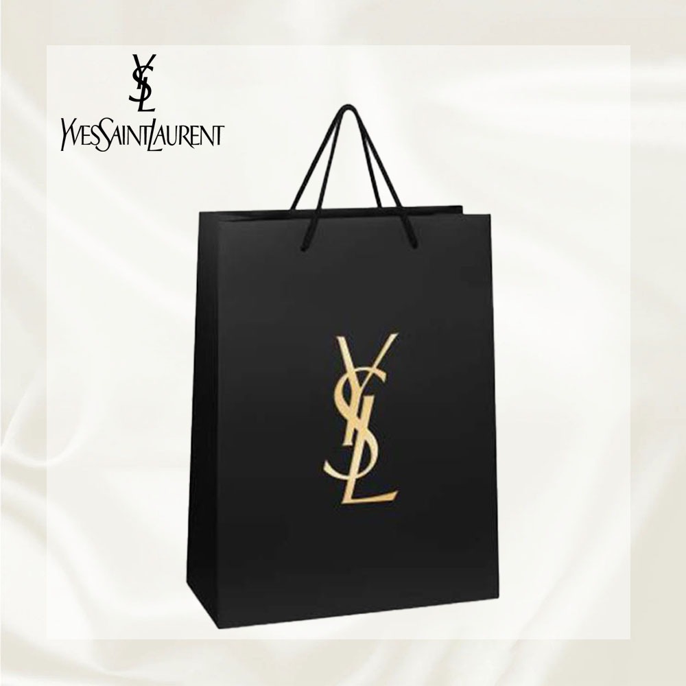 YSL Paper Bag Original Hitam Emas | Tas Hadiah Luxury Branded Kado Kosmetik Parfum Skincare