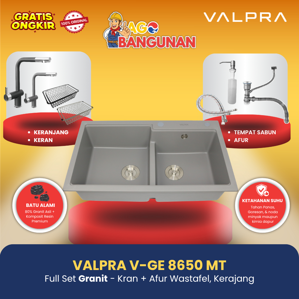 Valpra V-GE 8650 MT - Kitchen Sink Granite, Wastafel Dapur Granite All in One