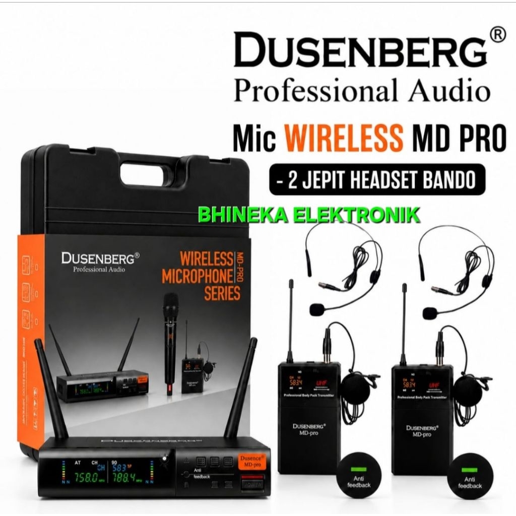 Mic Wireless 2mic Clip On (jepit)  dan 2 mic headset ( bando)