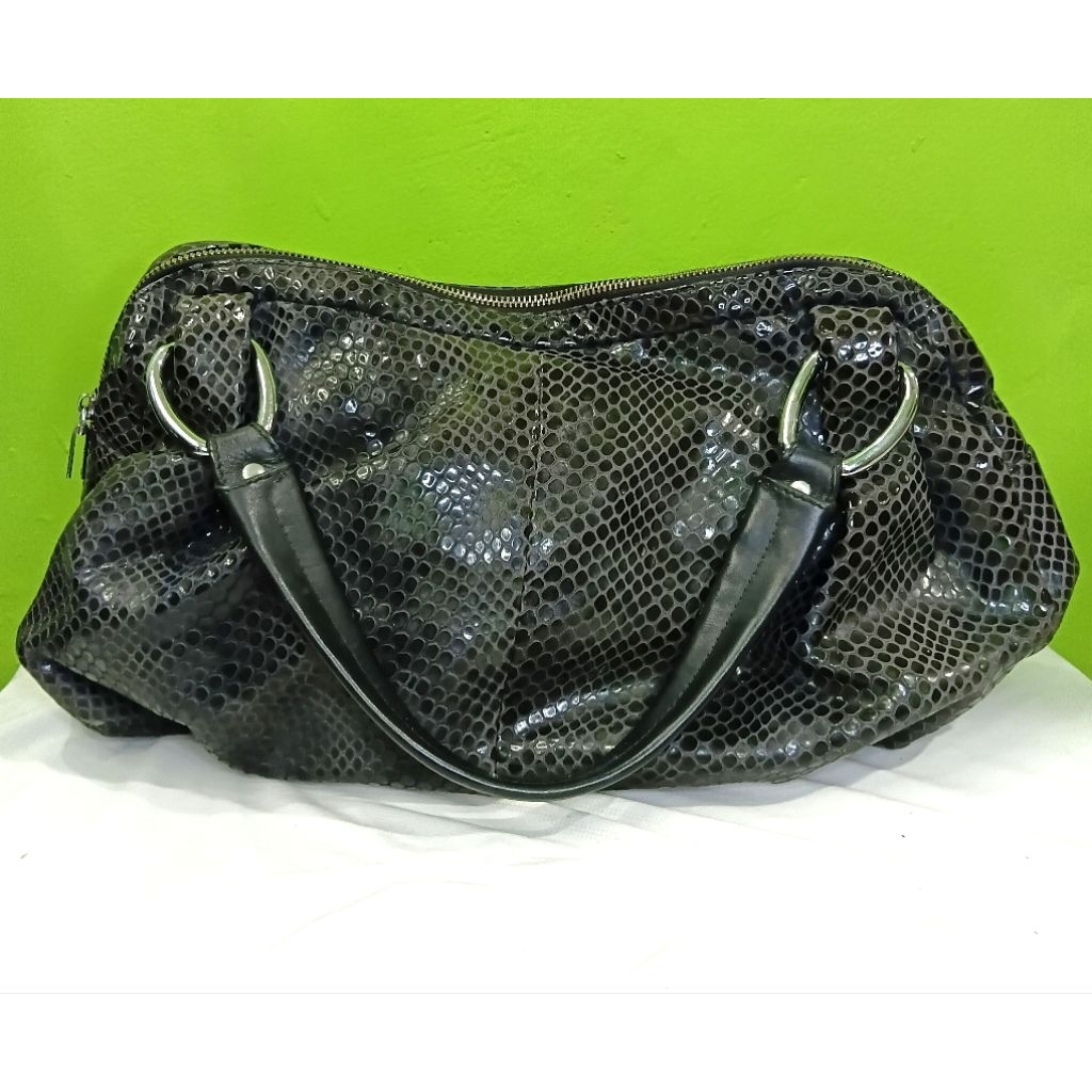 tas tote kulit asli blink-blink motif kulit ular preloved luar