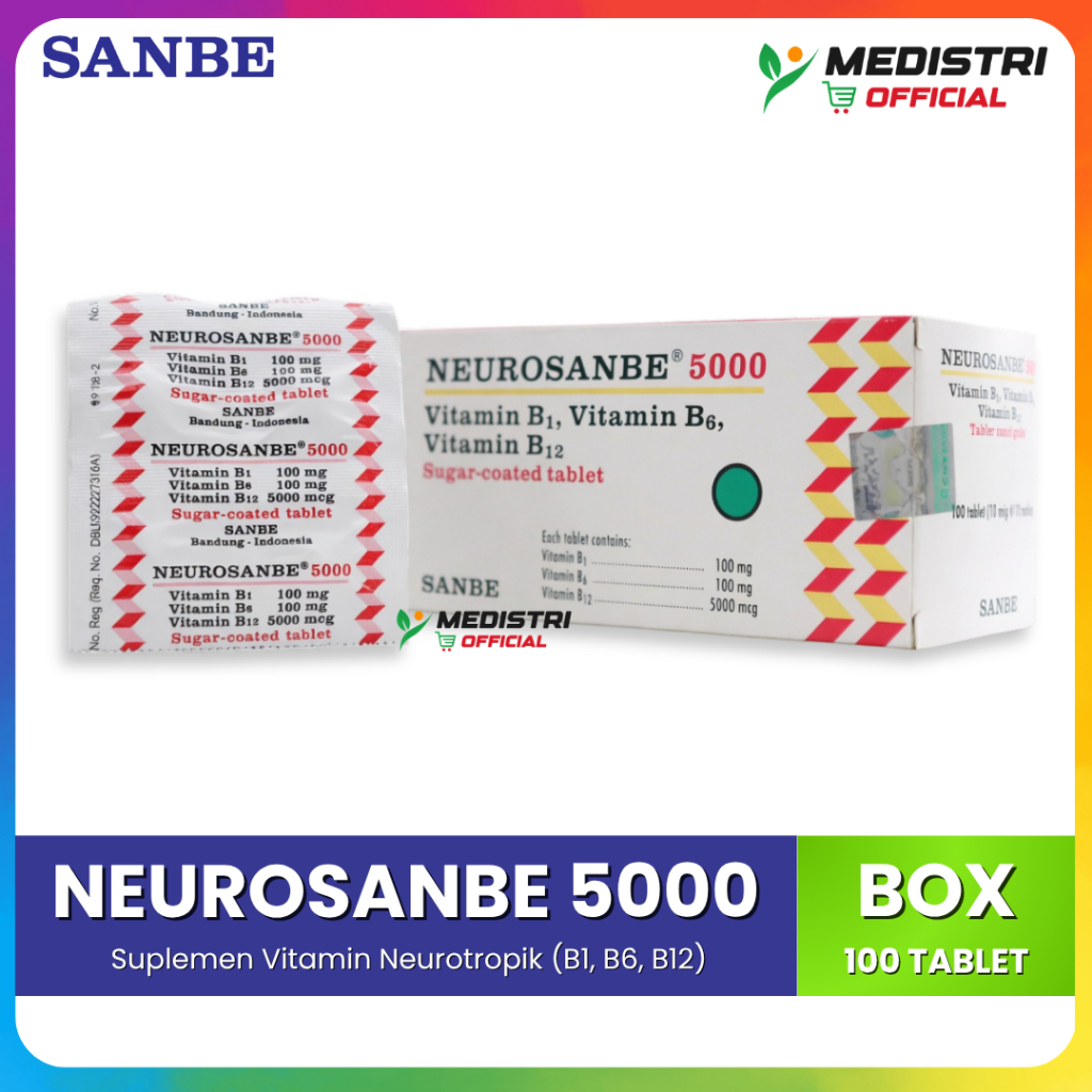 Neurosanbe 5000 Box 100 Tablet - Vitamin B1 B12