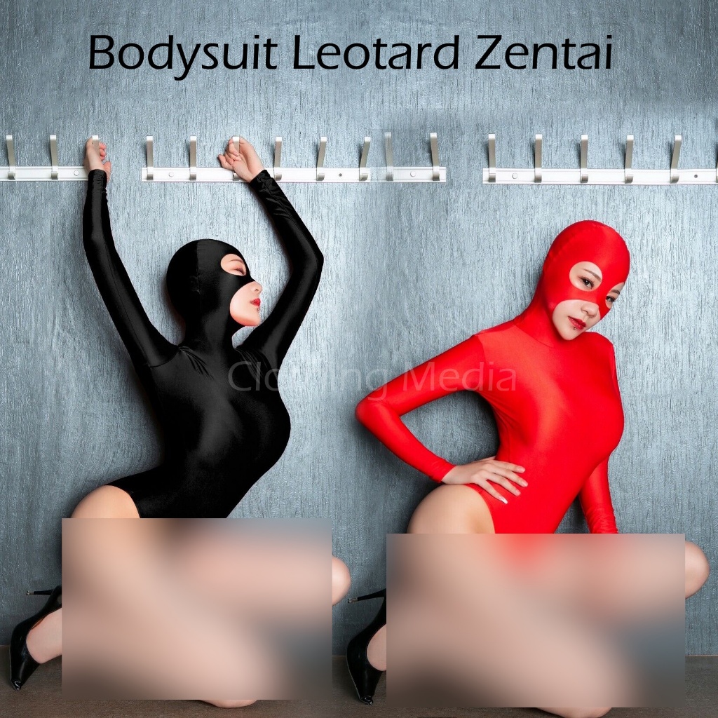 Leotard Zentai Half Bodysuit Spandex Kostum Catsuit Unitard Open Hood