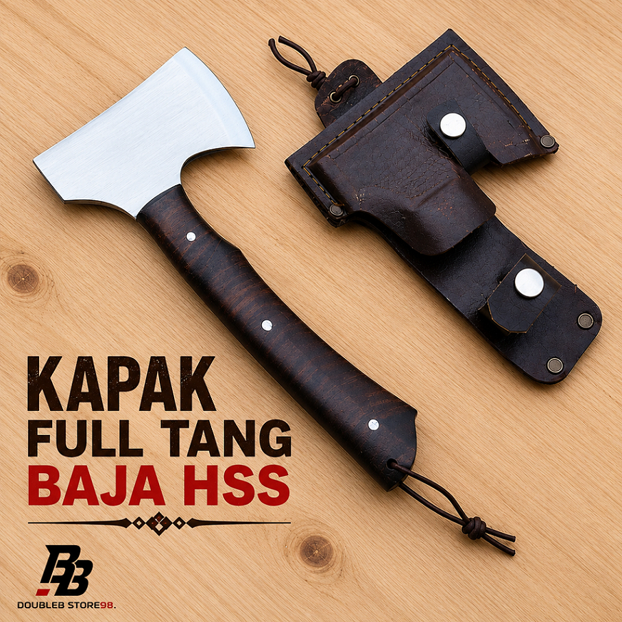 Kapak Full Tang Baja HSS Premium | Kapak Camping Outdoor Survival | Handle Kayu Sonokeling Sarung Ku