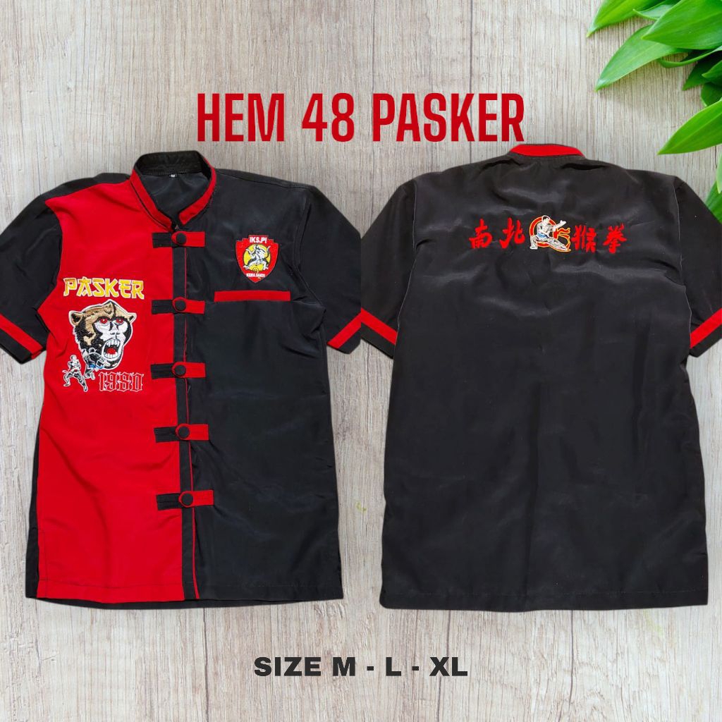 A Shirt by Iks.p Monkey / Hem 48 bordir iks.pi / Hem merah hitam