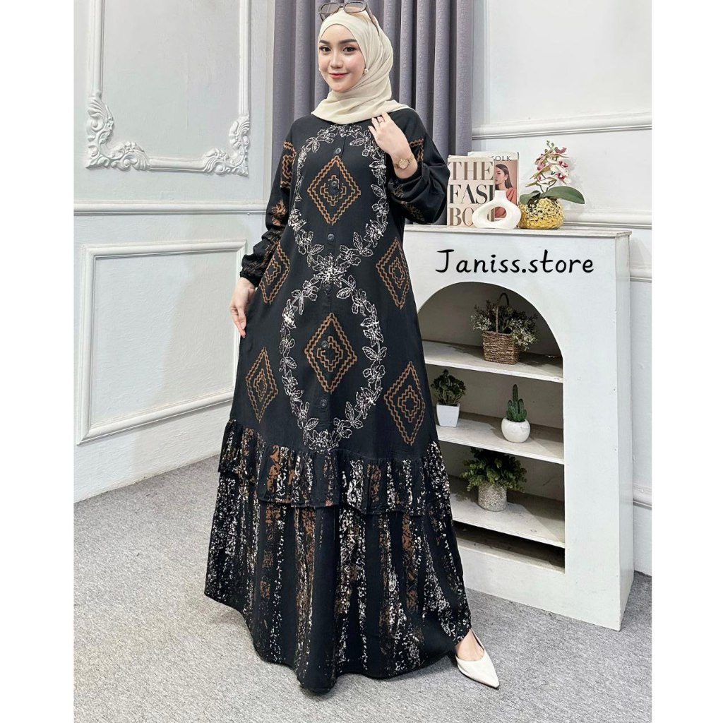 Gamis Rayon Twill Terbaru Gamis Wanita Modern Simpel Elegan Gamis Twill Rayon Model Rempel Baju Gami
