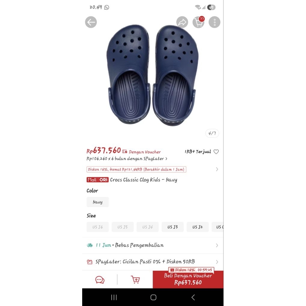 Preloved sandal crocs classic