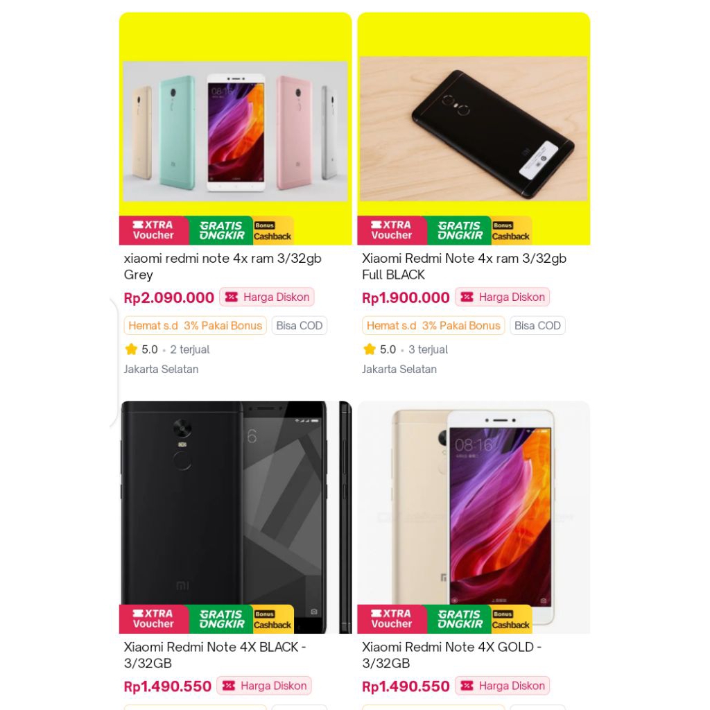 Xiaomi Redmi Note4x, Hp bekas.