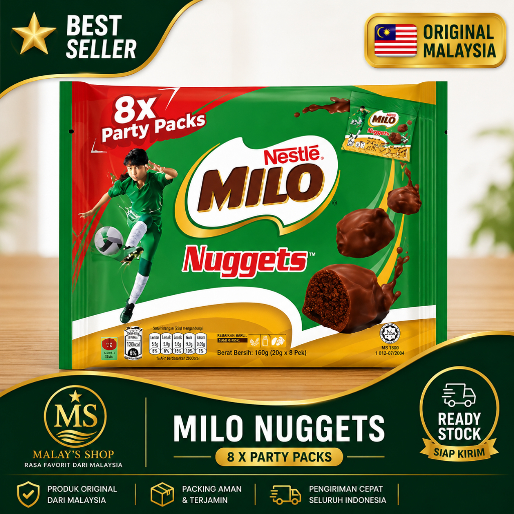 Milo Nuggets 8x15g Coklat Crunchy Snack Malaysia Original