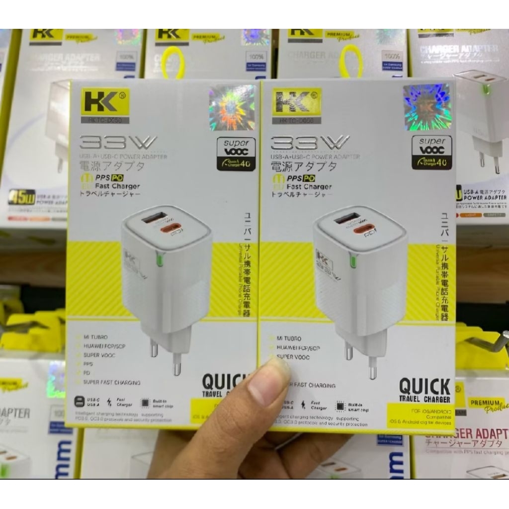hk d058 adaptor charger 33watt / batok usb 33watt hk d058 / batok charger hk 33watt d058