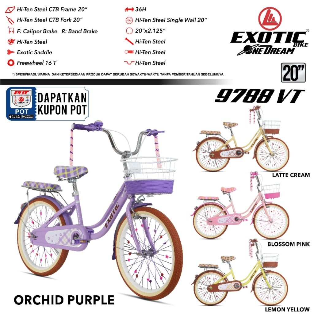 SEPEDA MINI EXOTIC 9788 VT UKURAN 20