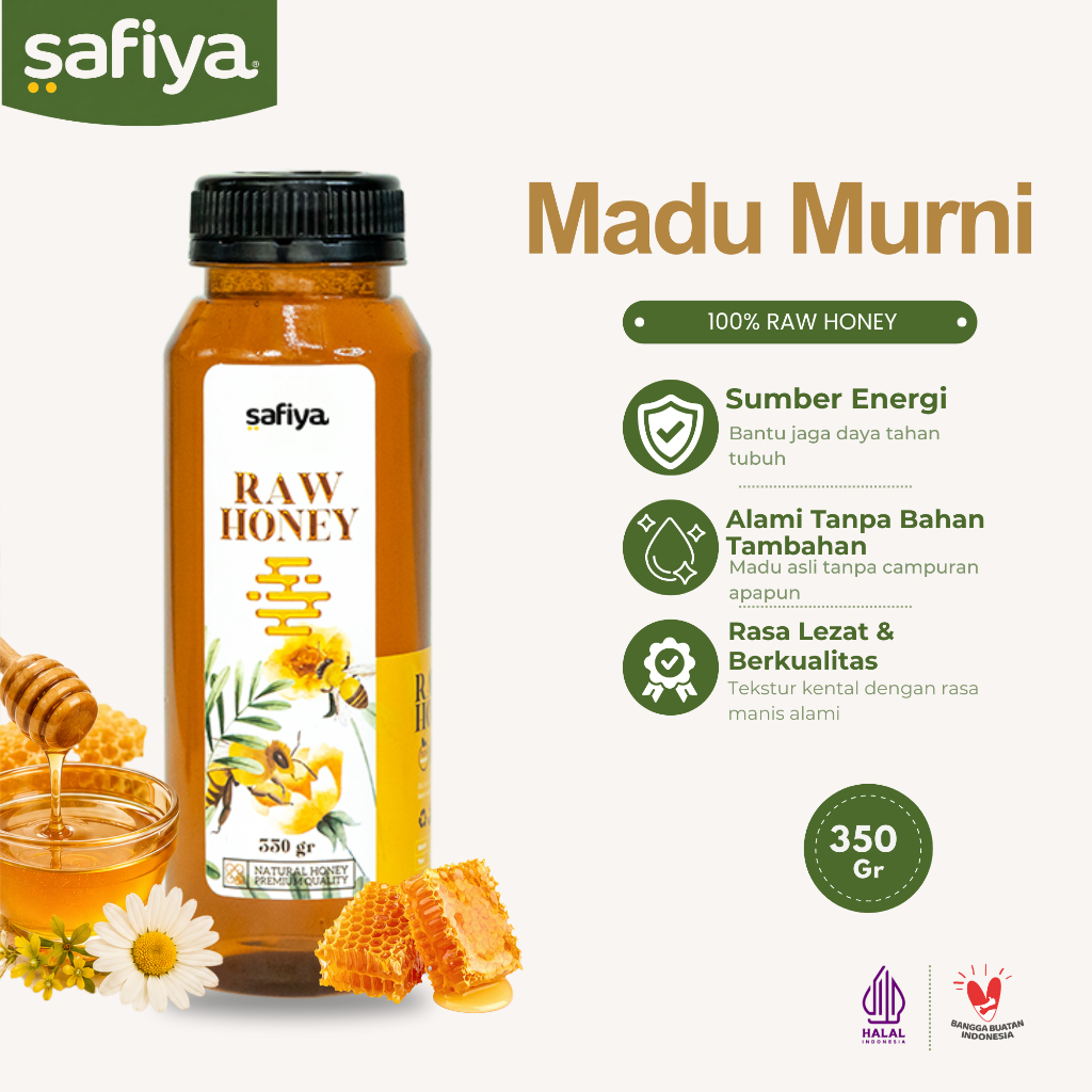 Safiya Madu Murni 350 Gram Multiflora Raw Honey Asli Premium