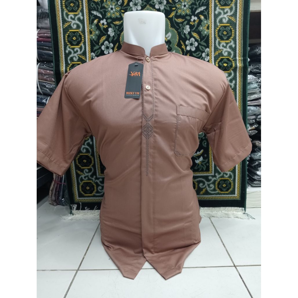 TOKO YAKIN STORE 1986-Baju muslim pria Dewasa-kemeja Koko lengan pendek ellegan-koko buat lebaran bu