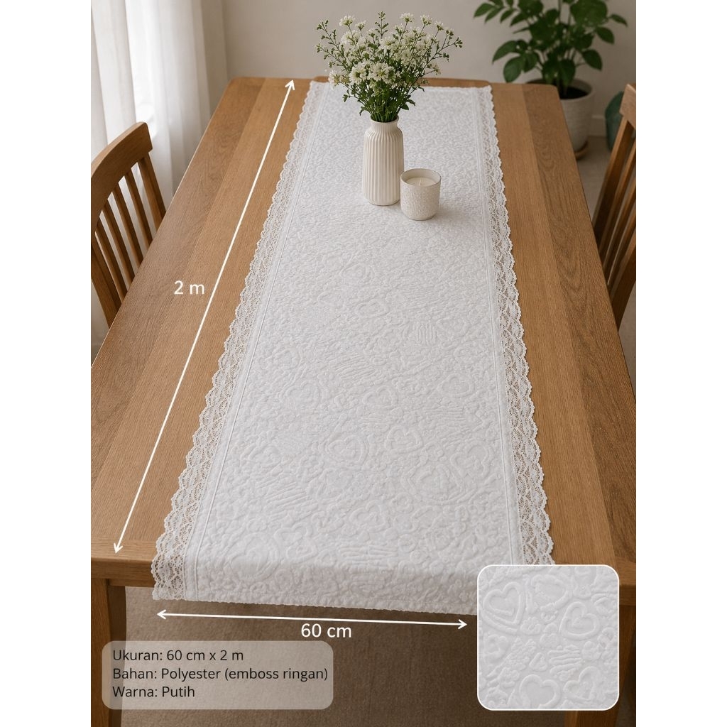 READY Taplak Meja Tamu Panjang Estetik / Taplak Meja Ruang Tamu / Taplak Meja Makan / Table Runner /
