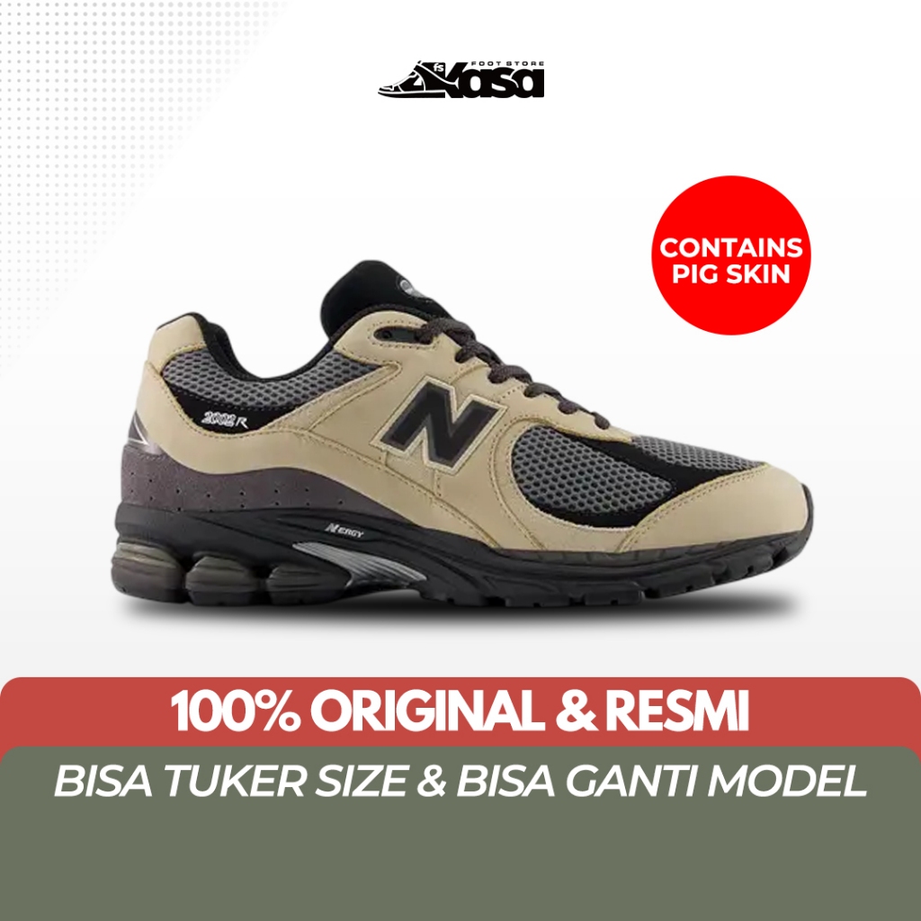 Sepatu Sneakers Pria NB 2002R 2002 R U20026PU Black Tan Castlerock