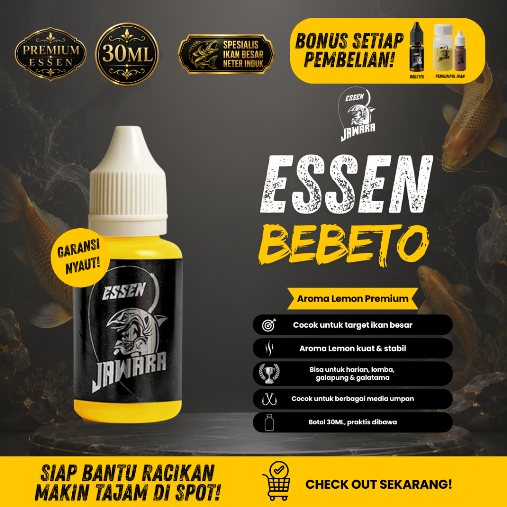 Essen Jawara-Bebeto | Umpan Pancing Ikan Mas | Lele | Nila | Jawara Essence