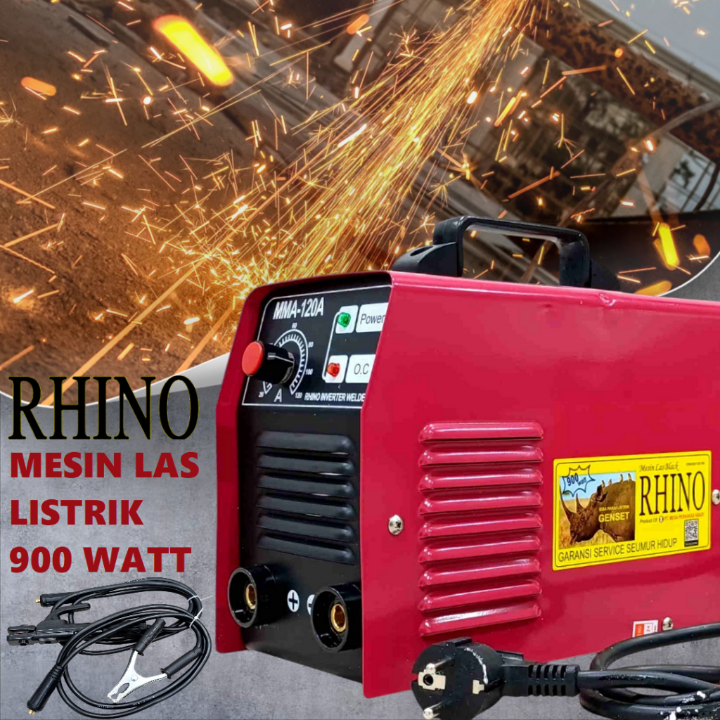 RHINO Mesin Las 900 Watt MERAH Trafo Las Inverter 120A 900W Travo Las 900Watt Watt