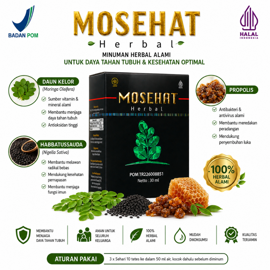 Mosehat Obat Radang Usus Buntu Besar Herbal Original Ampuh untuk Anak Dewasa BPOM ekstrak Moringa Da
