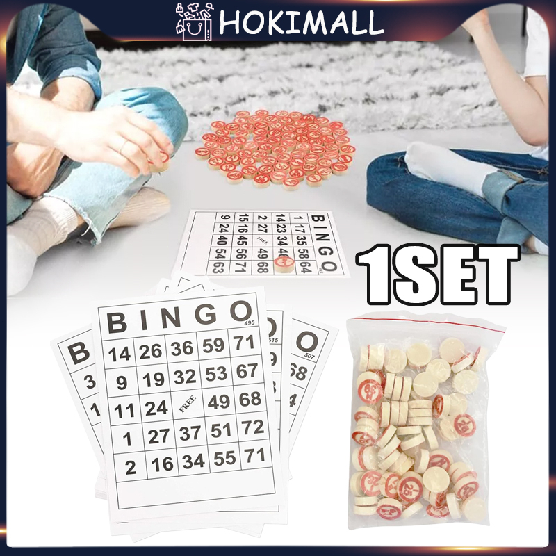 115pcs 1set Kartu Bingo Lengkap Besar Bingo Card / 75 PCS Catur Kayu Bingo Card Kartu Bingo 40 Buah 