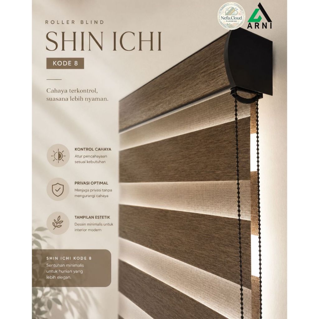 Roller Blind SHIN-ICHI Standard Kode 8XX / Vertical Blind - Anti UV | Untuk Rumah & Kantor