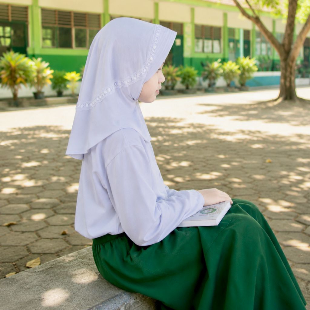 Jilbab Sekolah anak SD (M) EL Rahma// Kerudung anak Sekolah perempuan pita atas//HIJAB HEMY
