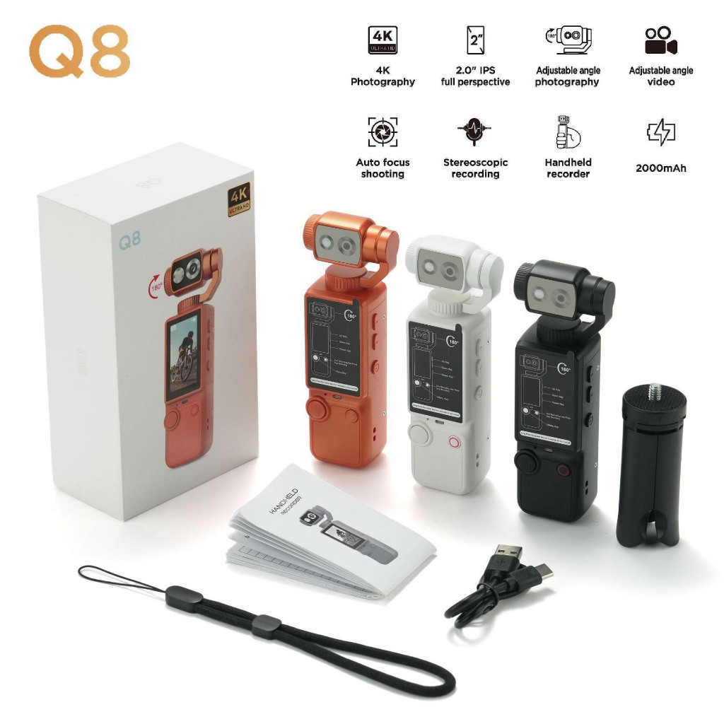 Q8 kamera Vlog Pocket untuk TikTok Helm Motor Sepeda Outdoor Diving & Swimming | Mini Sports Cam Por