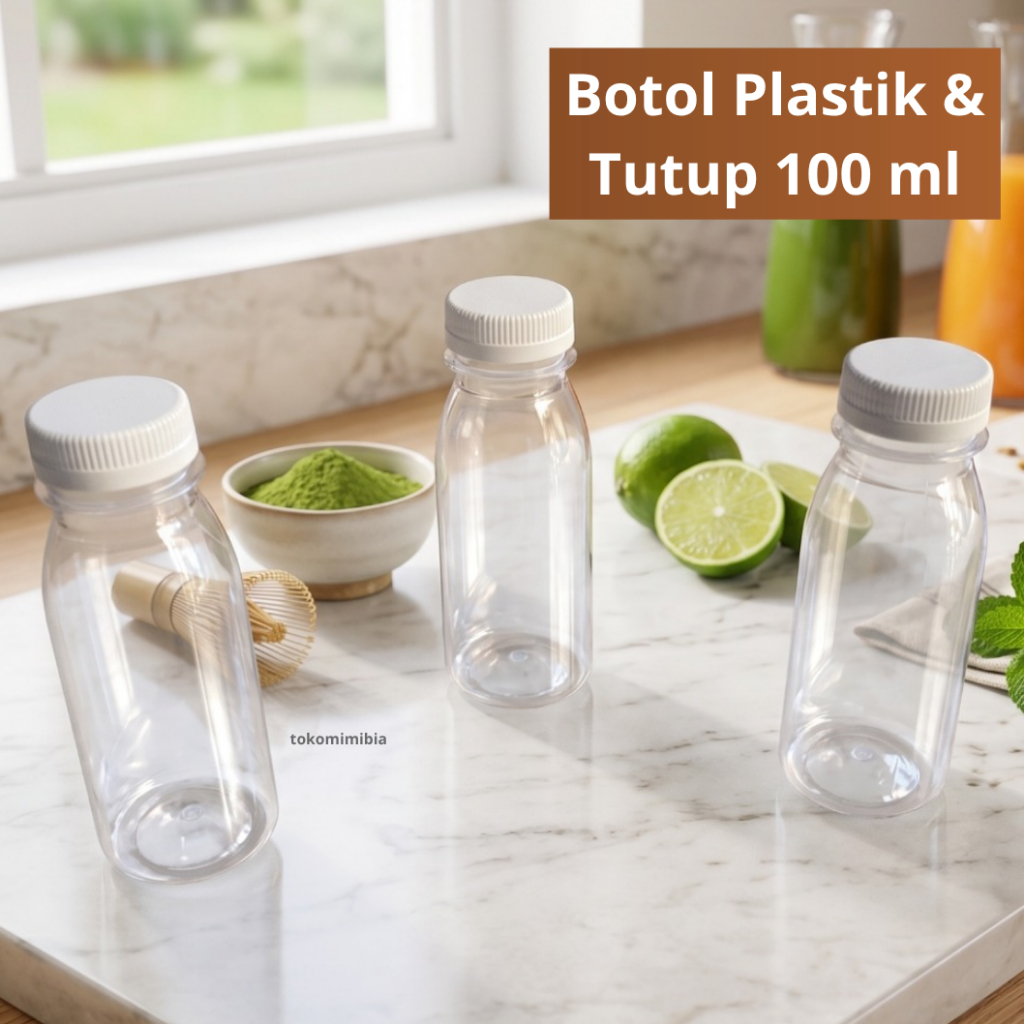 Botol Plastik 100 ml Bening Tutup Segel Putih (BPA Free) - Botol Susu & Madu Mini
