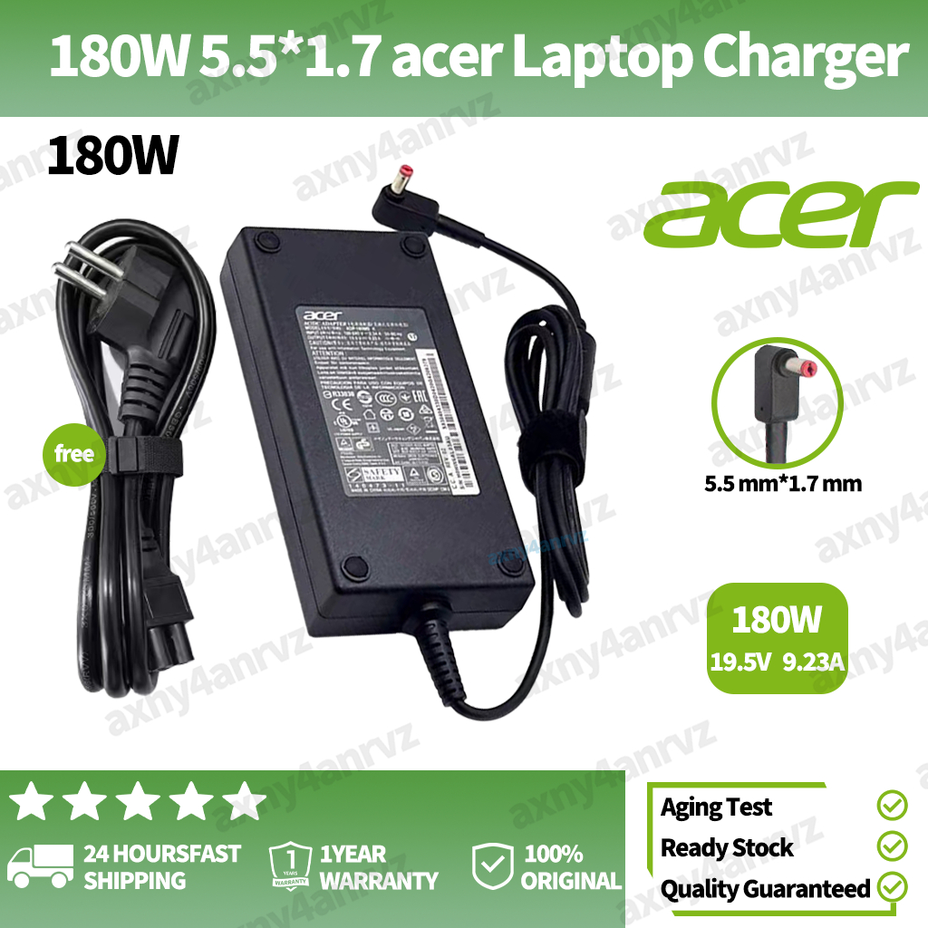 Adaptor Charger Acer 180W Untuk Acer Nitro 5 7 V15 V17 V16 V14 16S AN515 AN517 Predator Helios/Trito