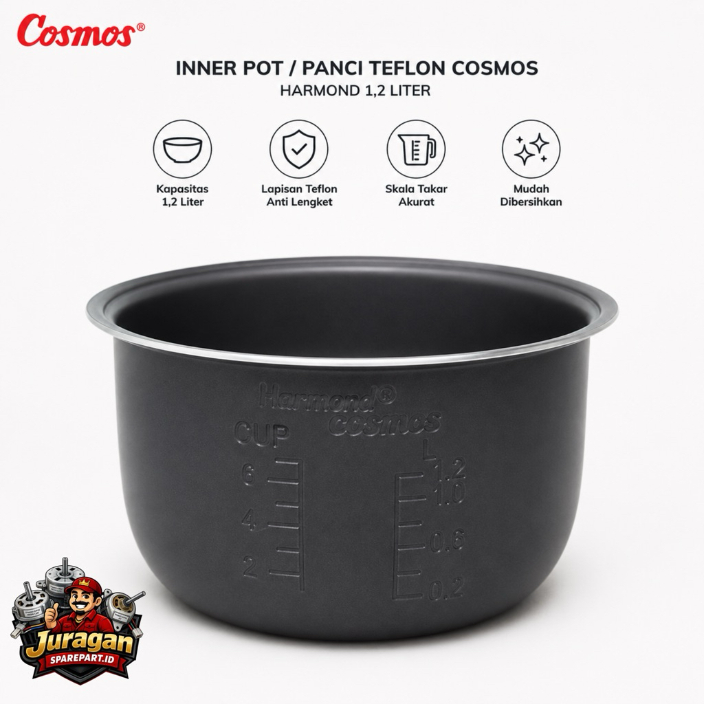 INNER POT/PANCI TEFLON COSMOS HARMOND 1,2 Liter