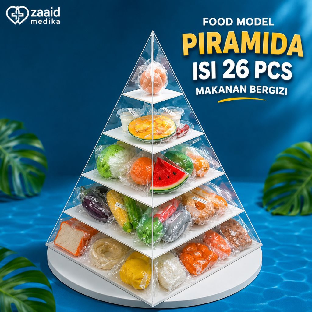manikin edukasi food model piramida isi 26 pcs/ manikin food model piramida akrilik