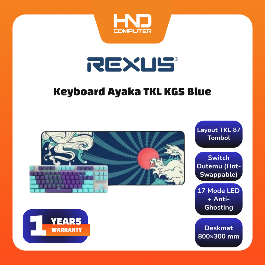 Rexus KG5 Ayaka TKL Mechanical Keyboard - Tenkeyless Gaming Keyboard