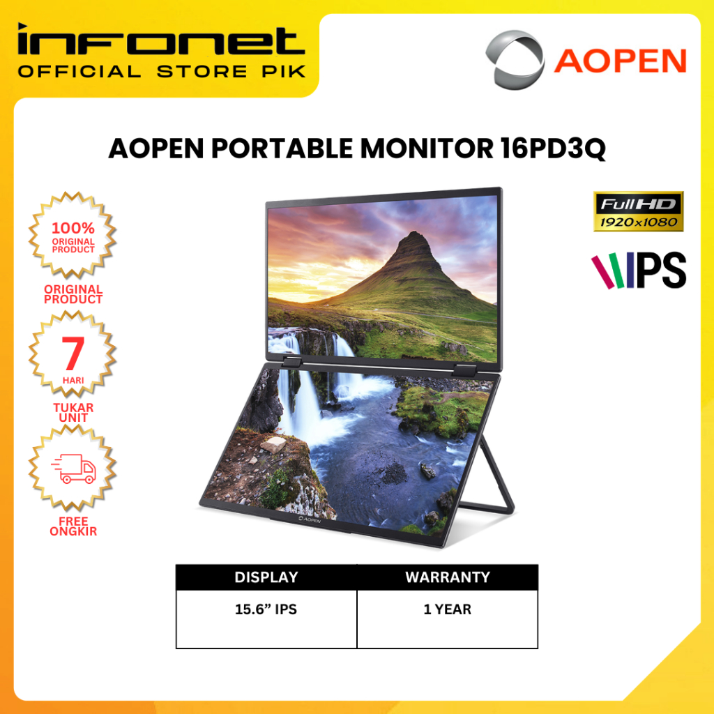 AOPEN PORTABLE MONITOR 16PD3Q BMIUUX 1920 X 1080