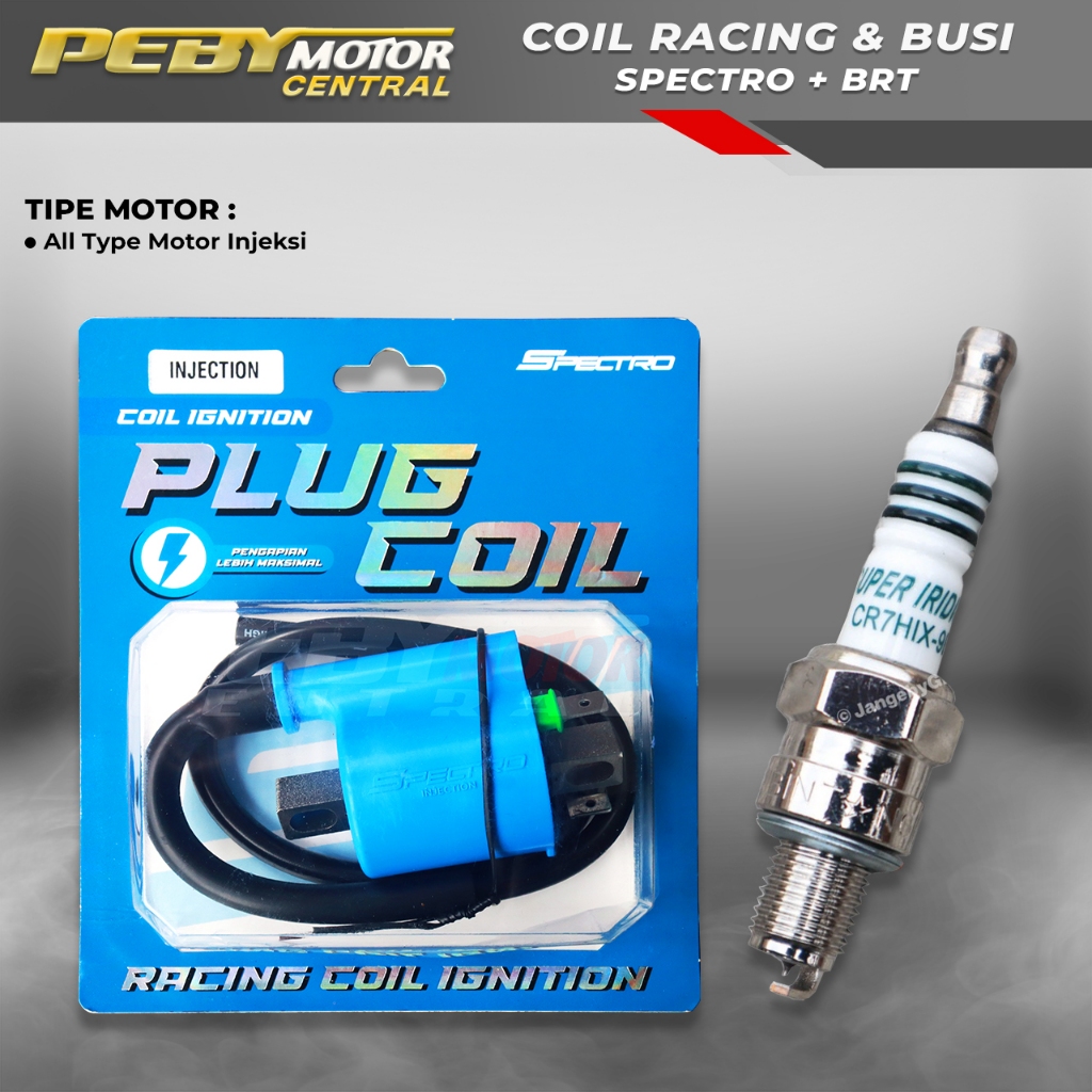 Paket Koil Coil Spectro Injeksi Set Busi Brt Universal Semua Motor Injeksi