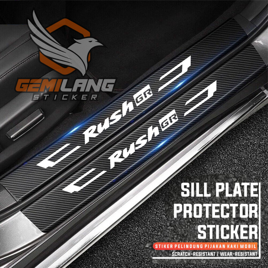 Stiker Mobil Rush Gr Carbon 3d Pelindung Pijakan Pintu Mobil Toyota Rush GR SPORT Sticker Sillplate 