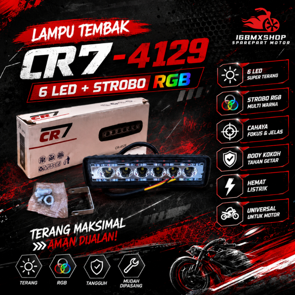 Lampu Tembak { CR7 } 4129 6 LED + Strobo RGB