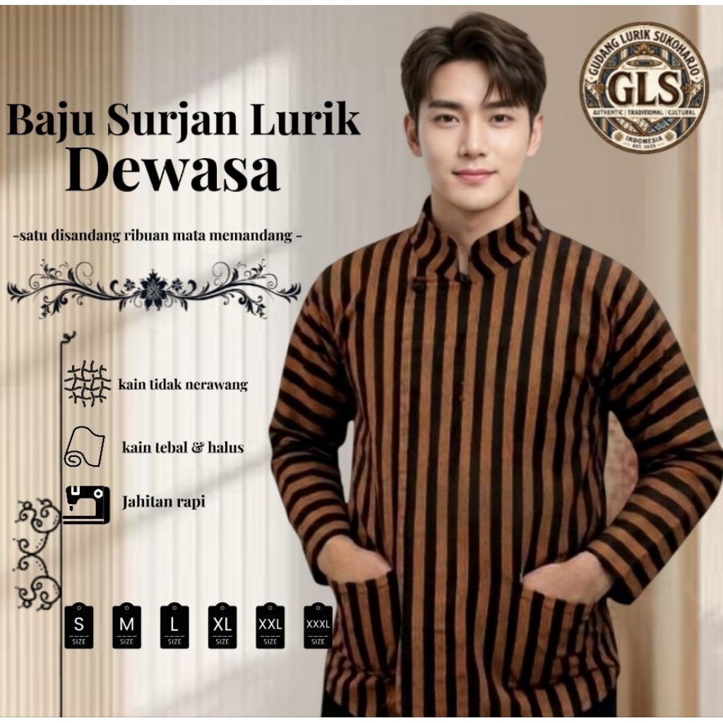 Baju Surjan Lurik Dewasa//Surjan Lurik Dewasa//Atasan