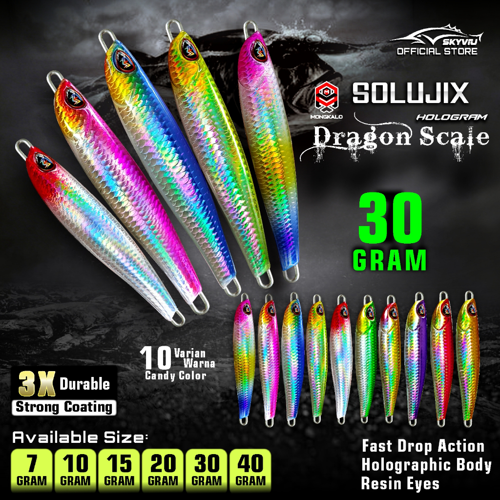 Metal Jig 30 gram MONGKALO SOLUJIX Hologram Sisik Micro Jig Metaljig Umpan Jig Killer Mikrojig 30grm