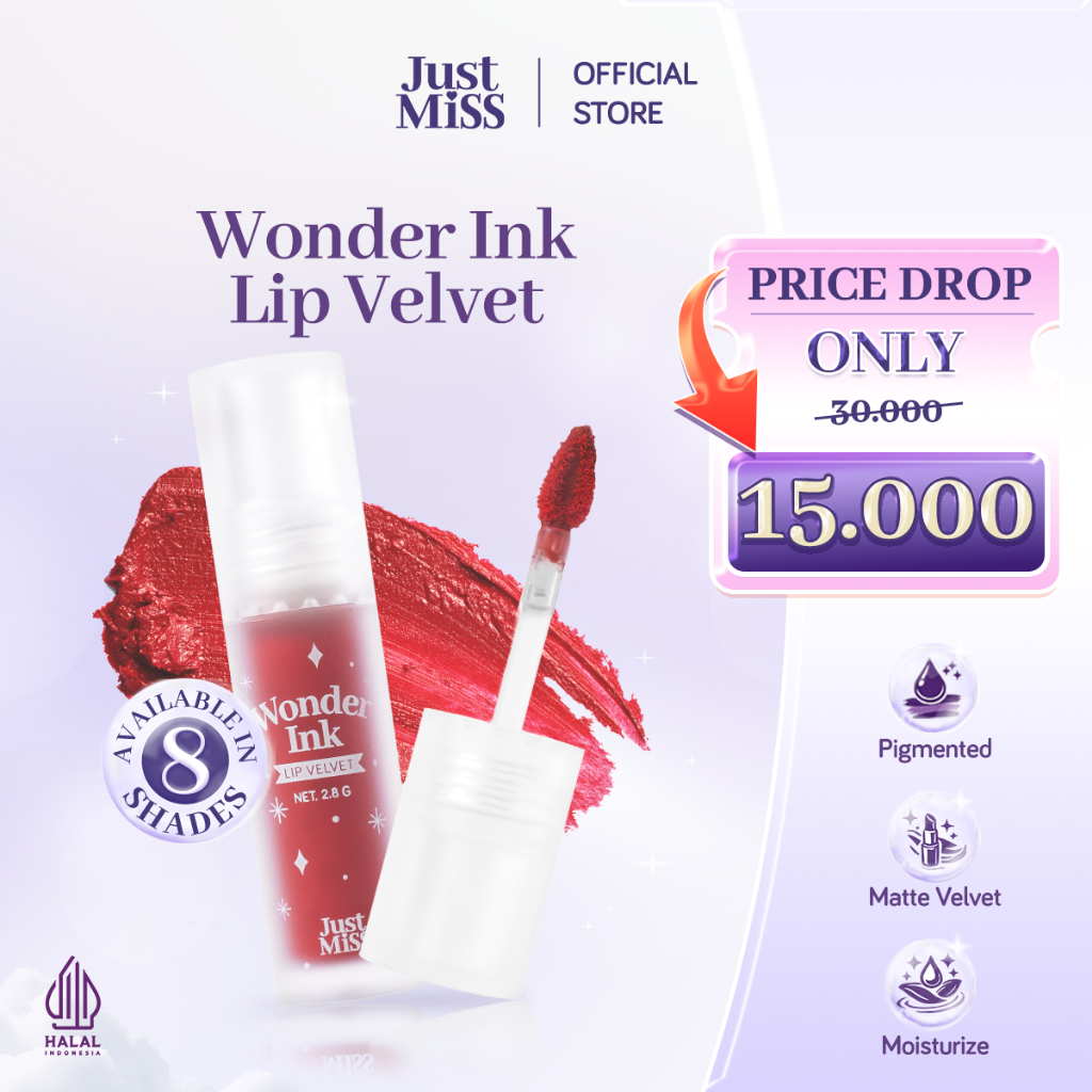 [SPECIAL PRICE] JUST MISS Wonder Ink Lip Velvet Matte Finish 2.8g - Vitamin E, Lip Color Pigmented, 
