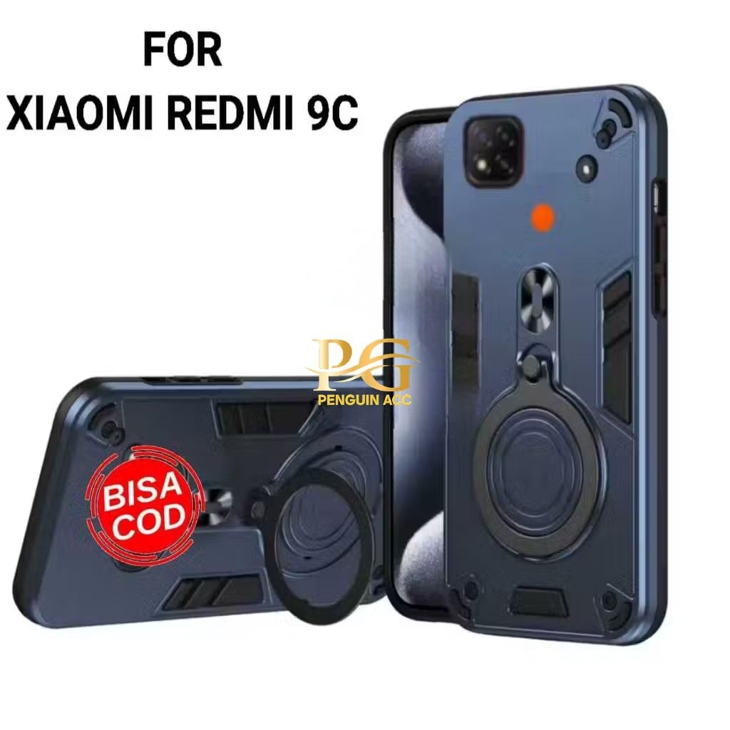 Casing XIAOMI REDMI 9C Hard Case Robot Ring Eye Ring Pro Camera Casing Standing Robot
