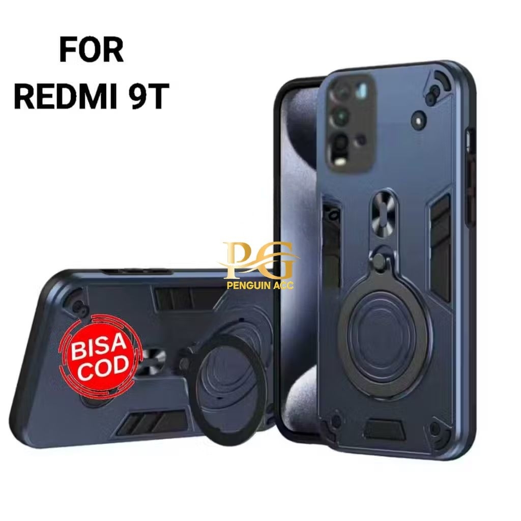 Casing XIAOMI REDMI 9T Hard Case Robot Ring Eye Ring Pro Camera Casing Standing Robot