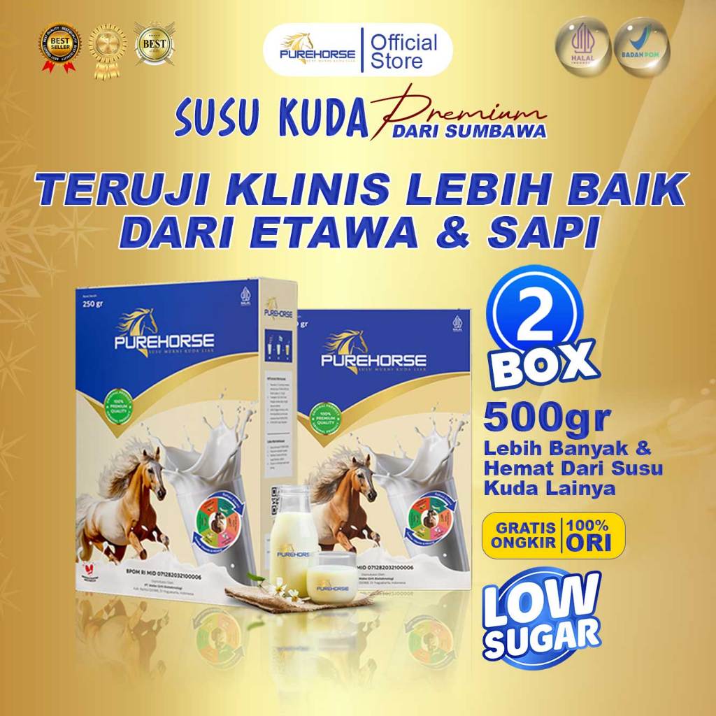Purehorse Susu Kuda Liar Sumbawa Asli 100% Pereda Nyeri Sendi danTulang | Paket 2 | 500gr