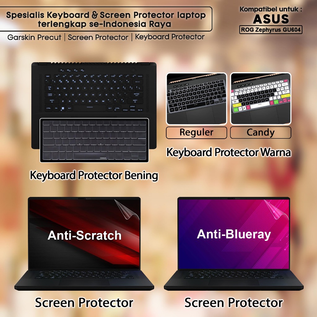 Screen Protector Anti Gores Cover Garskin Laptop Precut Custom Fit Kompatibel untuk Asus ROG Zephyru