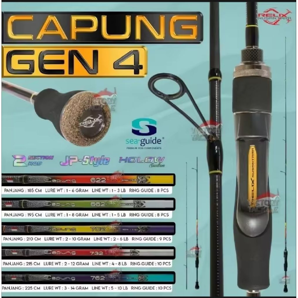 Joran pancing Spinning Casting Relix Nusantara Capung gen 4 & Gasak seaguide ring