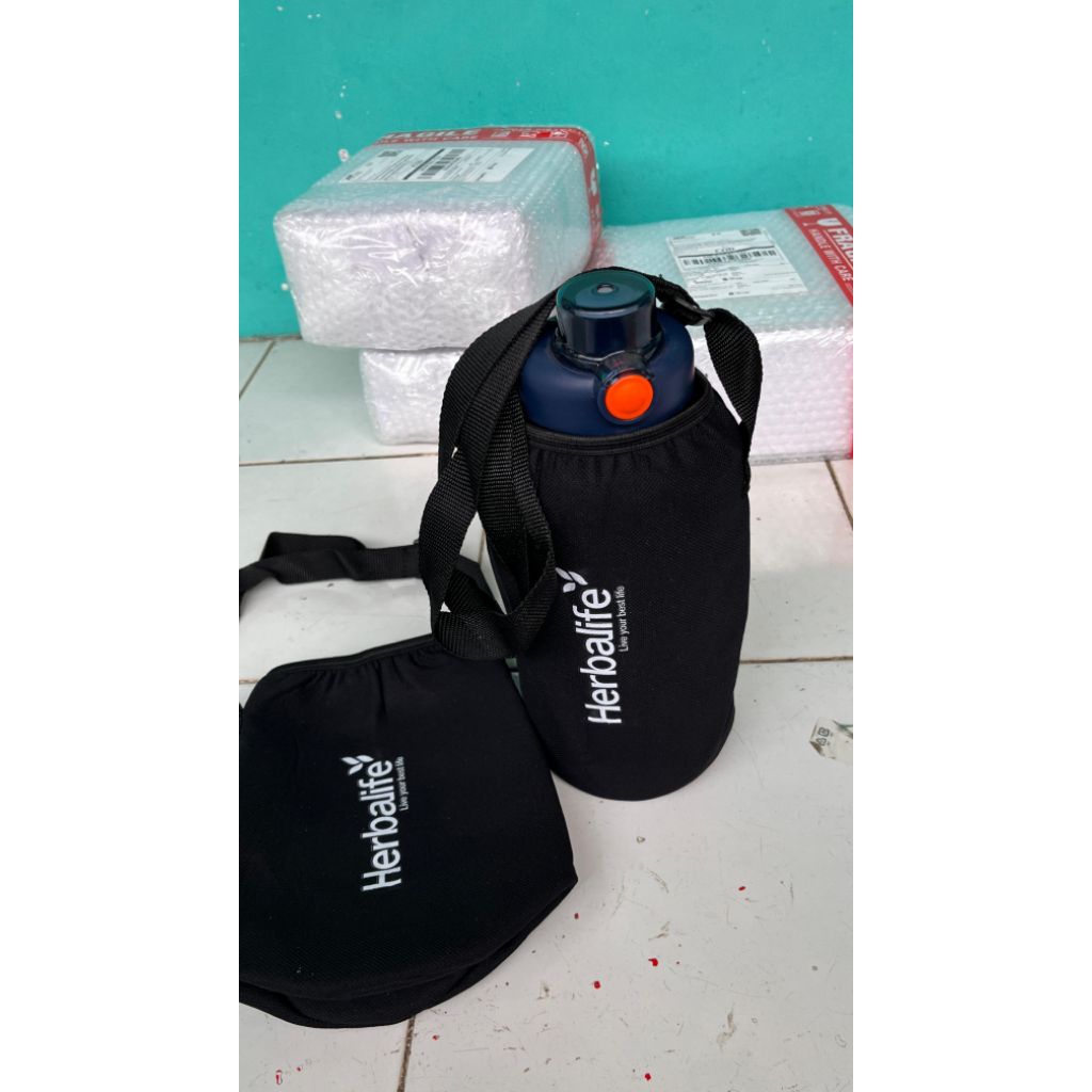 Tas botol bulat logo baru Tas tempat botol tali panjang