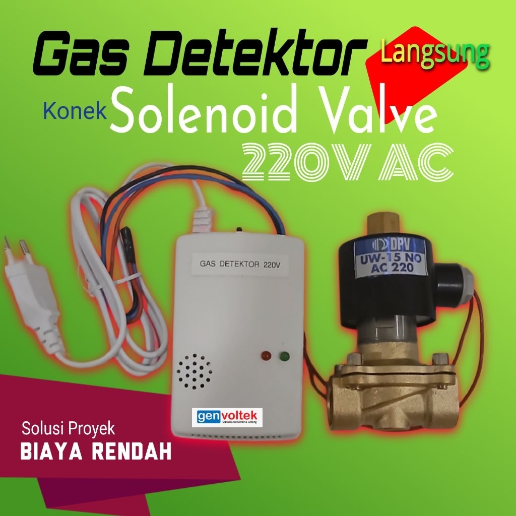 Paket MBG hemat Gas Detektor + Solenoid Valve pipa Gas LPG tanpa panel.