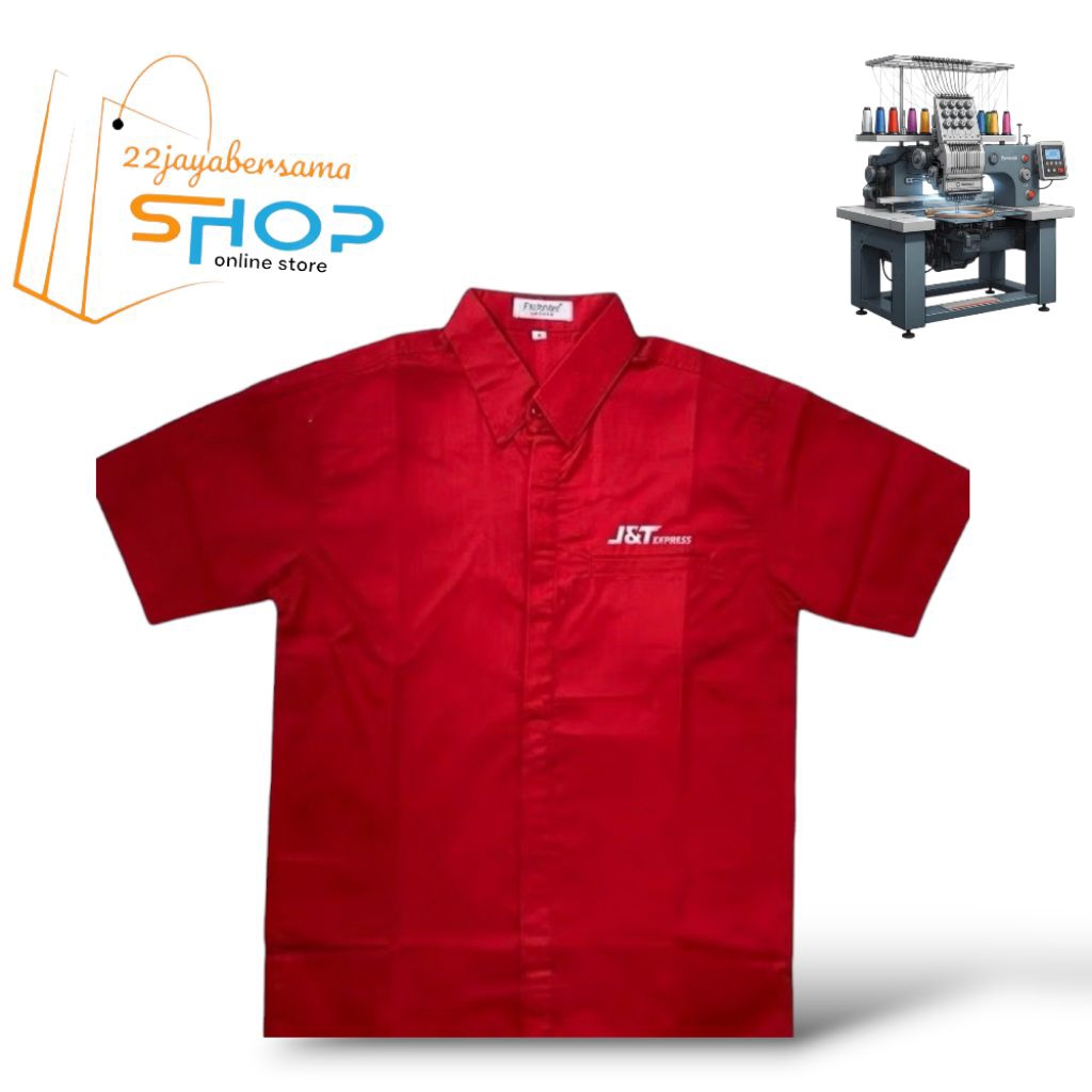 kemeja jnt express kantong satu•baju jnt full bordir computer