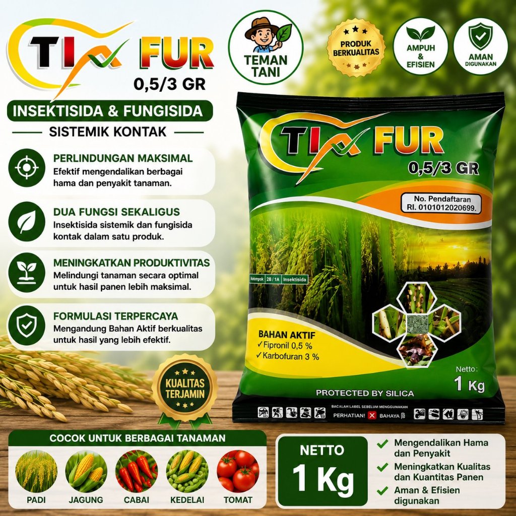 TIX FUR 0,5/3 GR 1Kg Insektisida & Fungisida Sistemik Kontak Pembasmi Hama dan Penyakit Tanaman